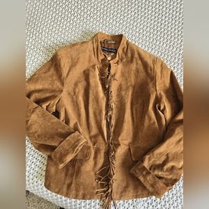 Women's Pamela McCoy Genuine Leather Suede Jacket, Brown Color,Size L